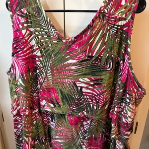 Cato Pink and Green Tropical Blouse
